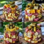 Easy Marinated Cheese Appetizer with Salami & Pickles 🧀