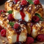 Almond-Crusted Brie Bites with Raspberry Honey Glaze