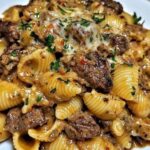 Garlic Butter Steak Bites & Creamy Parmesan Shells
