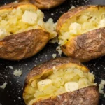 Air Fryer Baked Potato covered with a parsley garlic salt rub