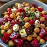 Chickpea, Beet & Feta Salad with Lemon-Garlic Vinaigrette
