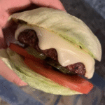 vegan lettuce bun cheeseburger:
