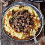 Mashed Potatoes with Hearty Mushroom Lentil Stew