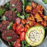 Lentil Mushroom Patties with Smoky Sweet Potatoes