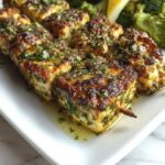 Vegan Lemon Garlic Tofu & Broccoli Skewers