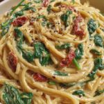Vegan Spinach Spaghetti with Sun-Dried Tomato Cream Sauce