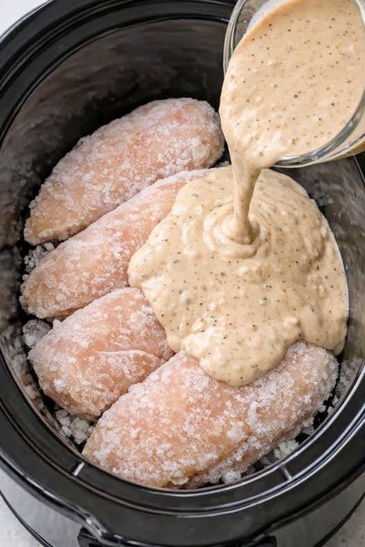 Toss frozen chicken breasts
