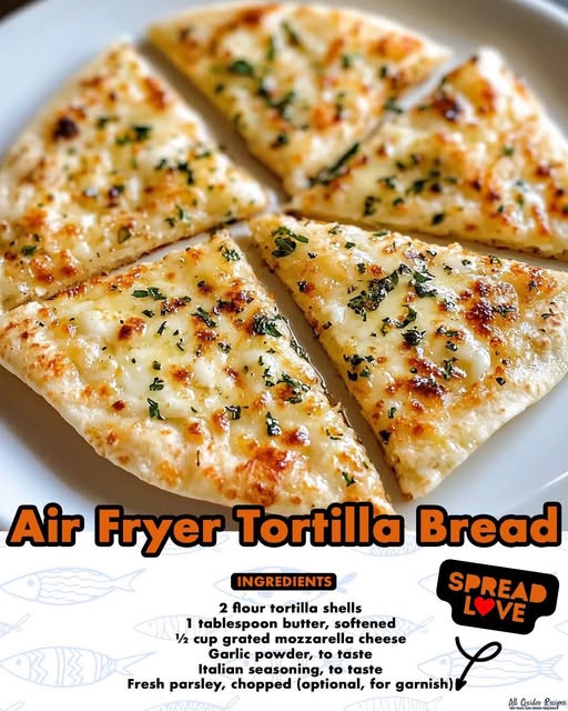 Air Fryer Cheesy Tortilla Garlic Bread