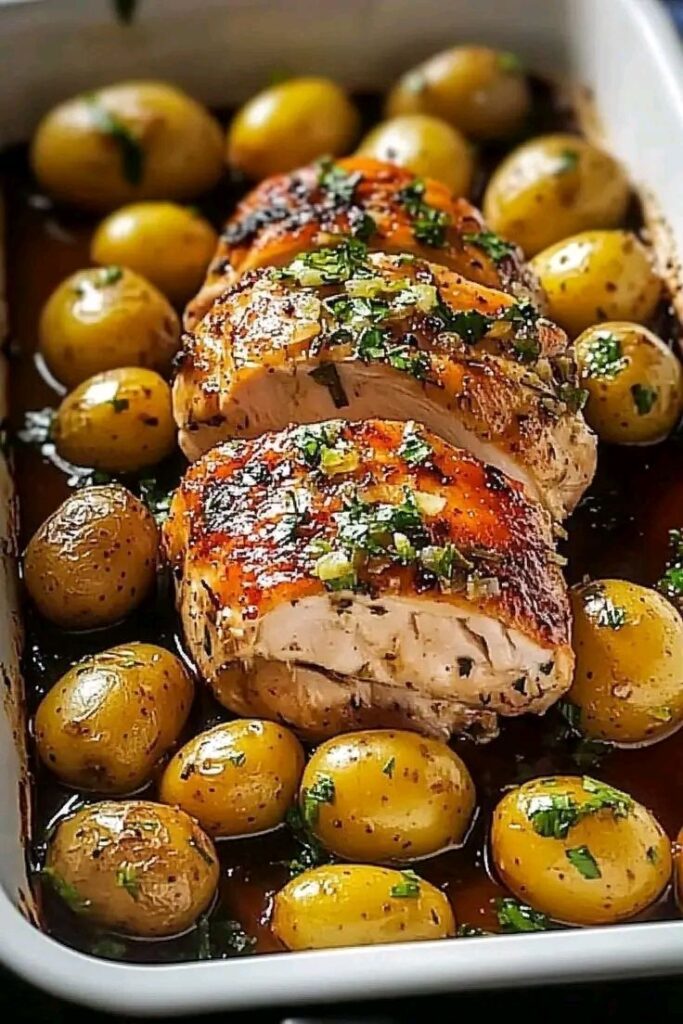 Mediterranean Epic Garlic Herb Roasted Chicken with Baby Potatoes