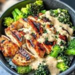 Grilled Chicken & Broccoli Bowls with Creamy Garlic Sauce