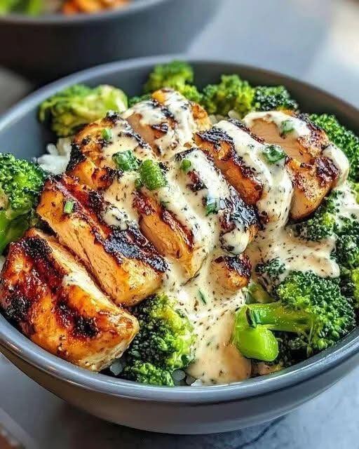 Grilled Chicken with Garlic Parmesan Cream Sauce