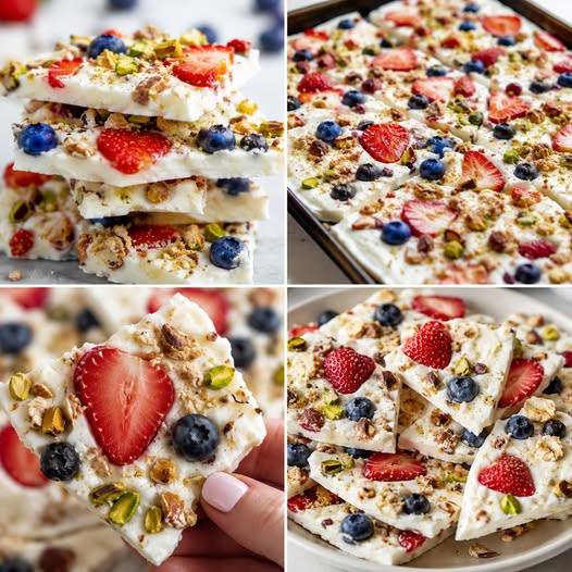 High-Protein Berry & Pistachio Greek Yogurt Bark