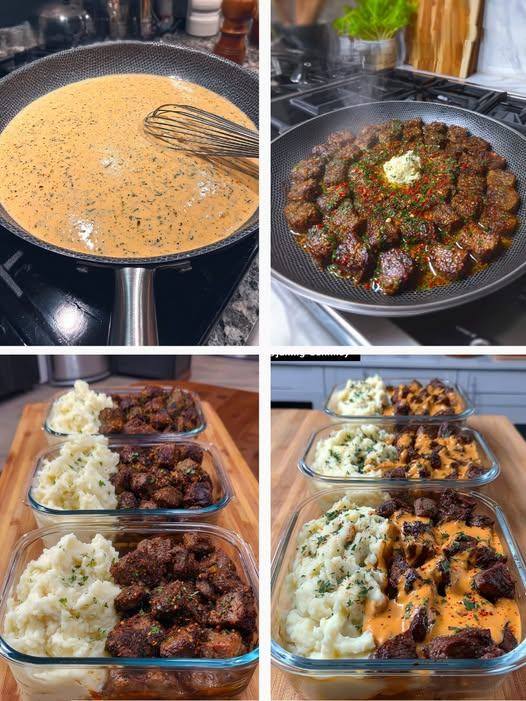 High-Protein Mediterranean Beef Bites with Creamy Pepper Sauce