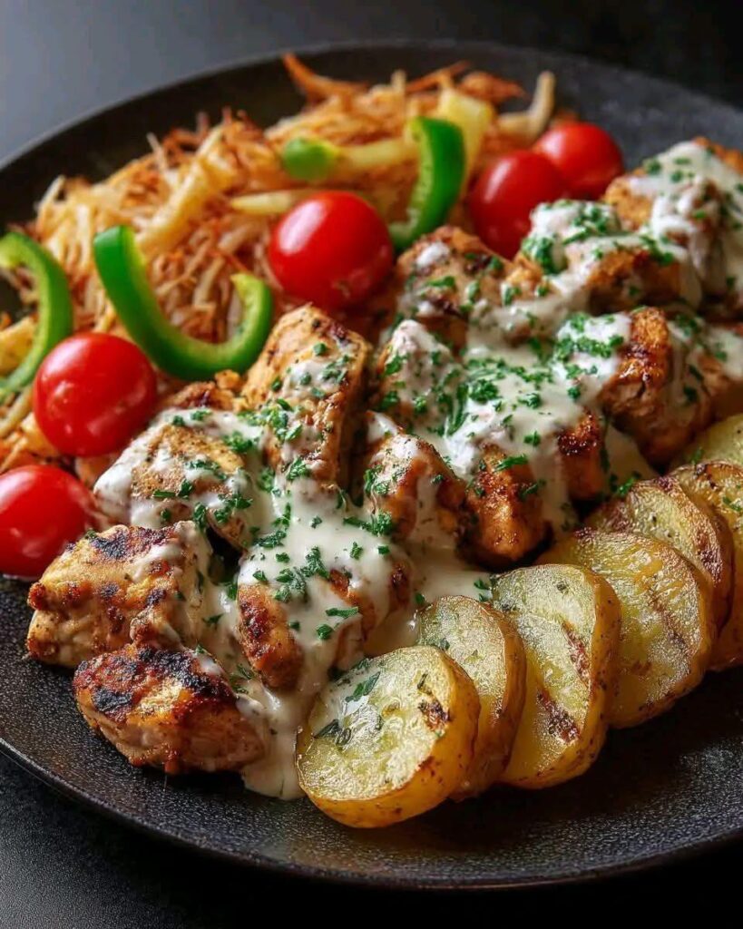 High-Protein Ultimate Creamy Garlic Chicken Bowl With Roasted Potatoes