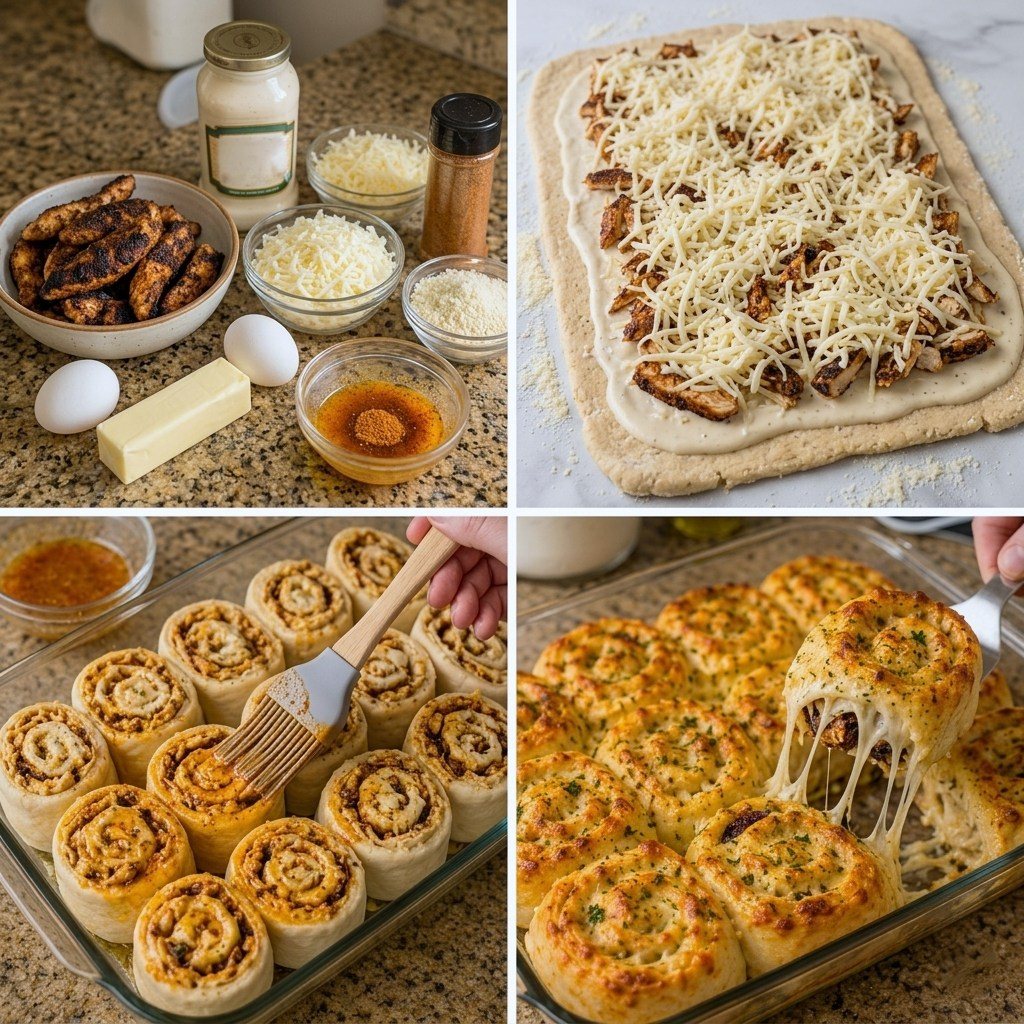 Low Carb Cajun Blackened Chicken Alfredo Pizza Rolls