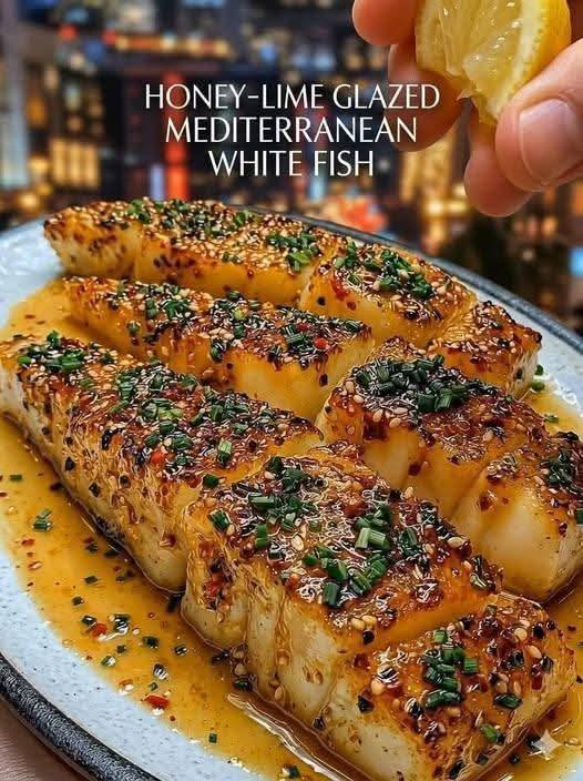Mediterranean Honey–Lime Glazed White Fish
