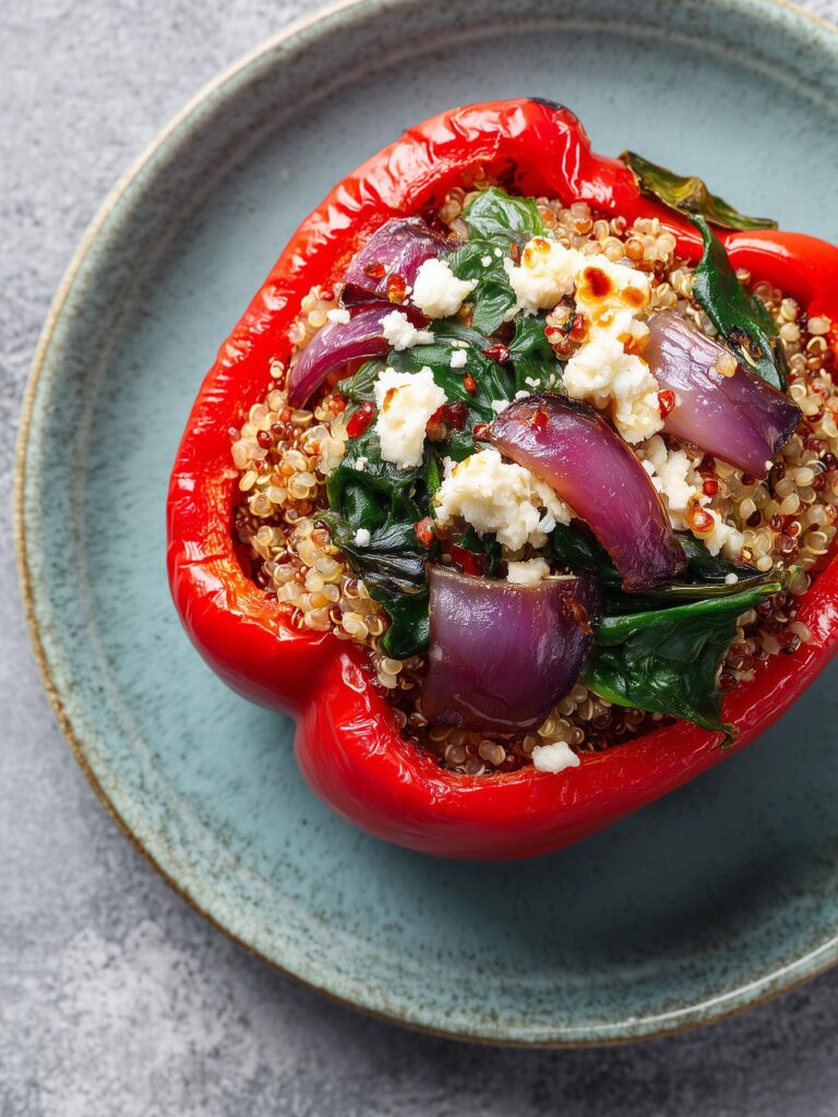 Mediterranean Stuffed Bell Peppers with Quinoa and Olives