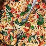 Tomato Spinach Chicken Spaghetti