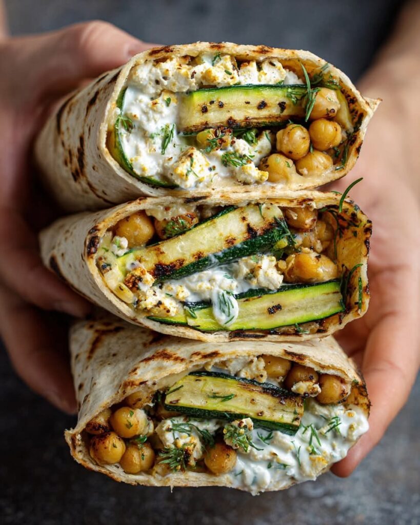 Tzatziki Chickpea Wraps with Cucumber and Fresh Herbs